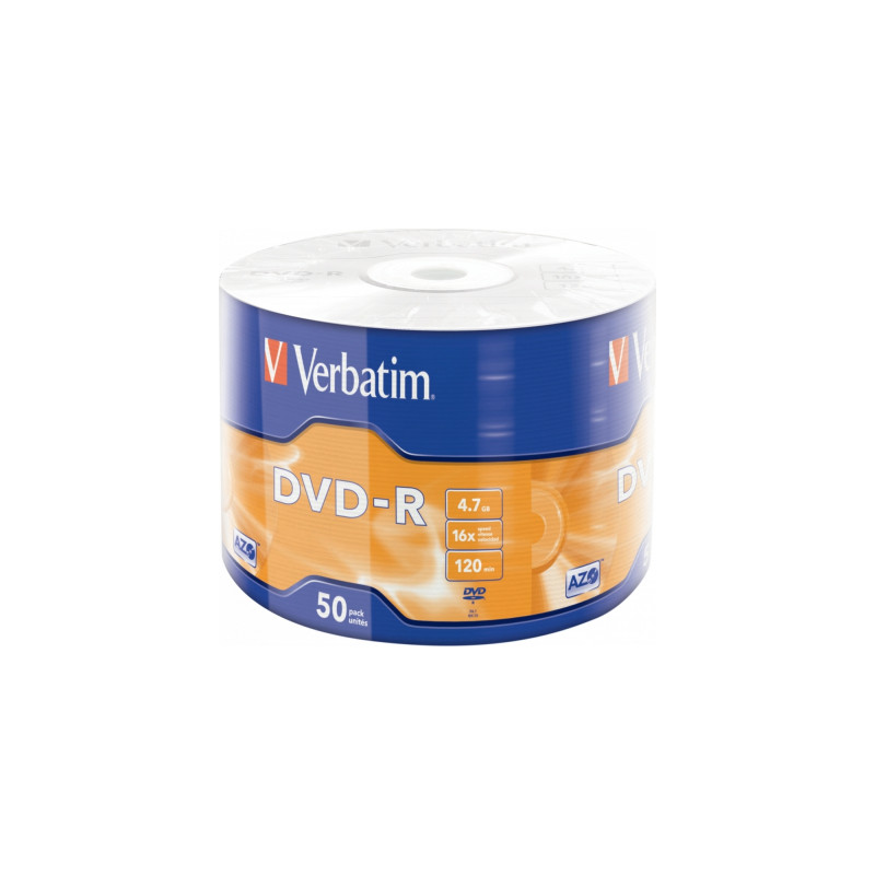 Диск DVD Verbatim 4.7Gb 16X Wrap-box 50шт MATT SILVER (43788)