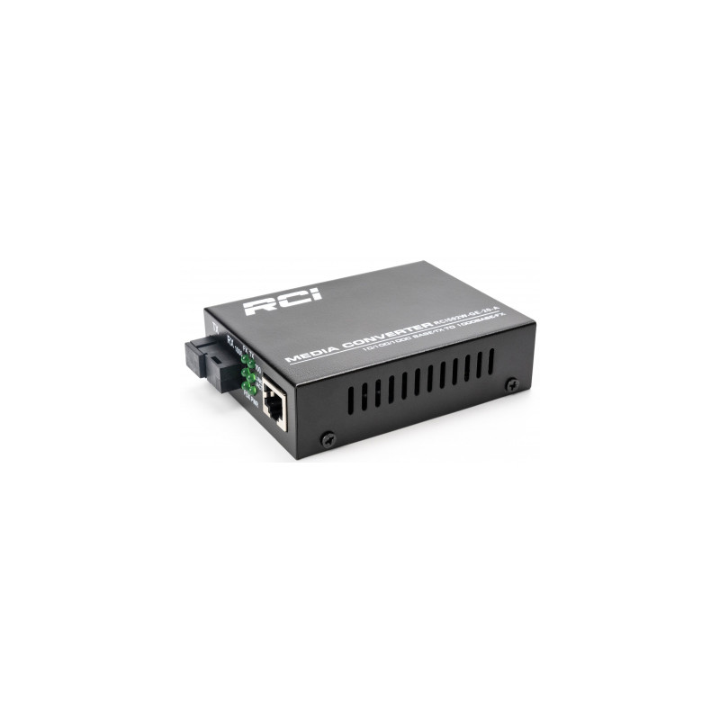 Медіаконвертер RCI 1G, 20km, SC, RJ45, Tx 1310nm standart size metal case (RCI502W-GE-20-A)