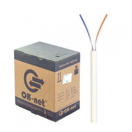 Кабель мережевий OK-Net UTP 305м cat.5e 2 пари (КПВ-ВП (100) 2х2х0,50 / 305)
