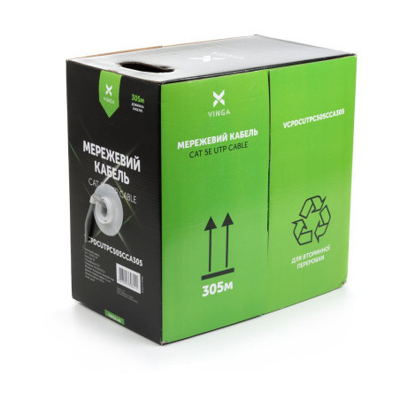 Кабель мережевий Vinga UTP Cat5e CCA 4 pairs 305 m (VCPDCUTPC505CCA305)