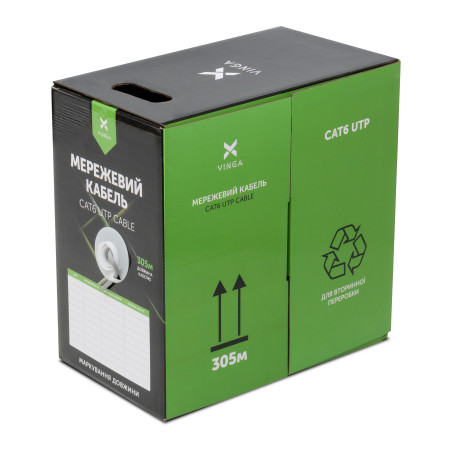 Кабель мережевий Vinga UTP Cat6 CCA 4 pairs 305 m (VCDCU6CA305)