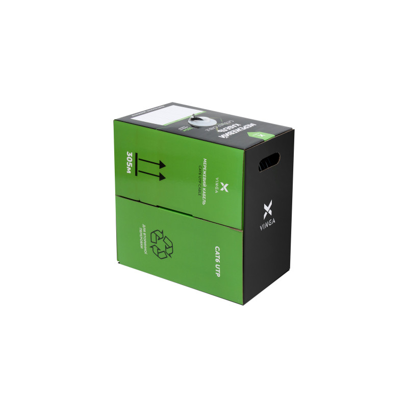 Кабель мережевий Vinga UTP Cat6 CCA 4 pairs 305 m outdoor (VCDCU6CA305OU)