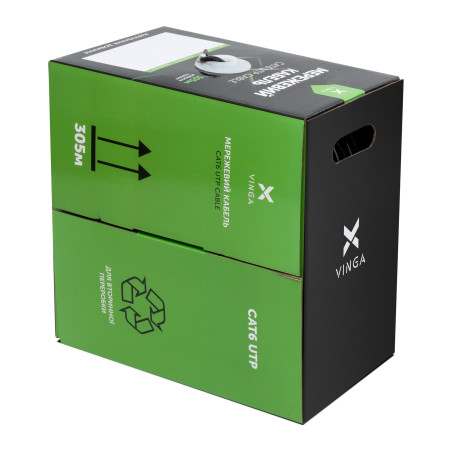 Кабель мережевий Vinga UTP Cat6 CCA 4 pairs 305 m outdoor (VCDCU6CA305OU)