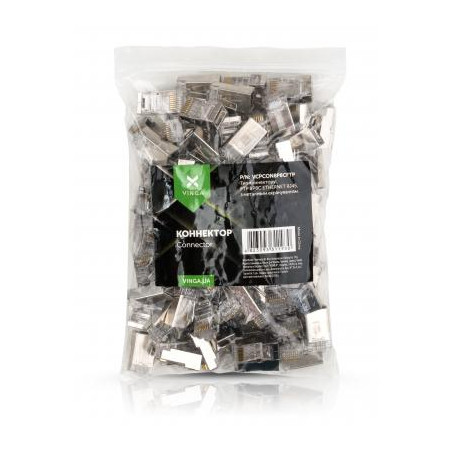 Конектор Vinga RJ-45 FTP 100 шт. (VCPCON8P8CFTP)