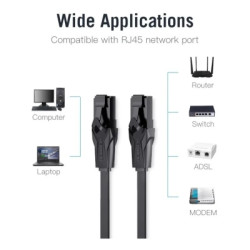 Патч-корд 0.75м, UTP cat 6 RJ-45 black Vention (IBABE)