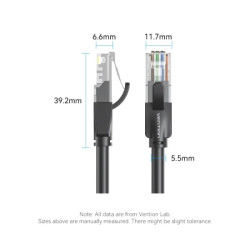 Патч-корд 10м, UTP cat 6 RJ-45 black Vention (IBEBL)