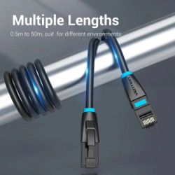 Патч-корд 1м, UTP cat 7 RJ-45 black Vention (IBKBF)