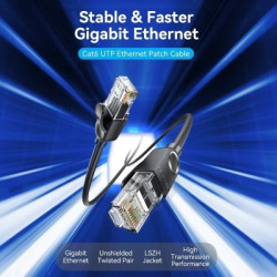 Патч-корд 3м, UTP cat 6 RJ-45 black Vention (IBNBI)