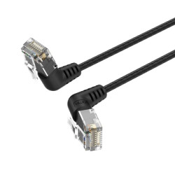 Патч-корд 1.5м, UTP cat 6a RJ-45 90° corner black Vention (IBOBG)