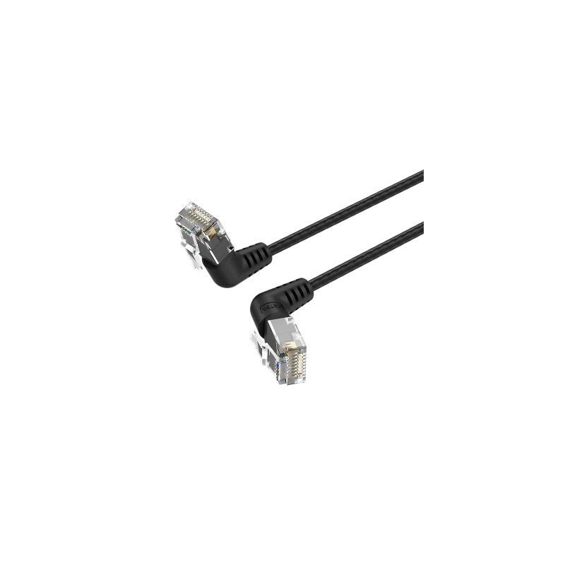 Патч-корд 1.5м, UTP cat 6a RJ-45 90° corner black Vention (IBOBG)