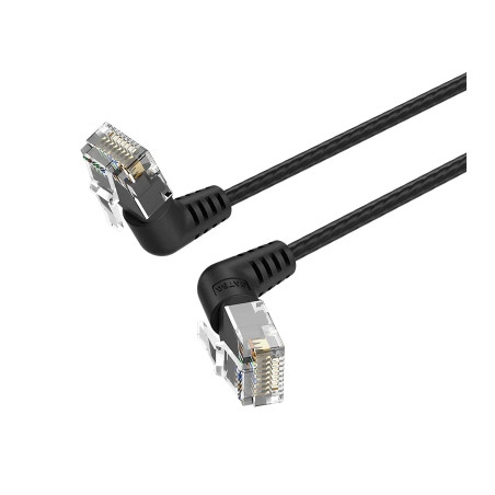 Патч-корд 1.5м, UTP cat 6a RJ-45 90° corner black Vention (IBOBG)