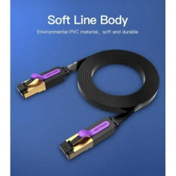 Патч-корд 3м, FTP cat 7 RJ-45 black Vention (ICABI)