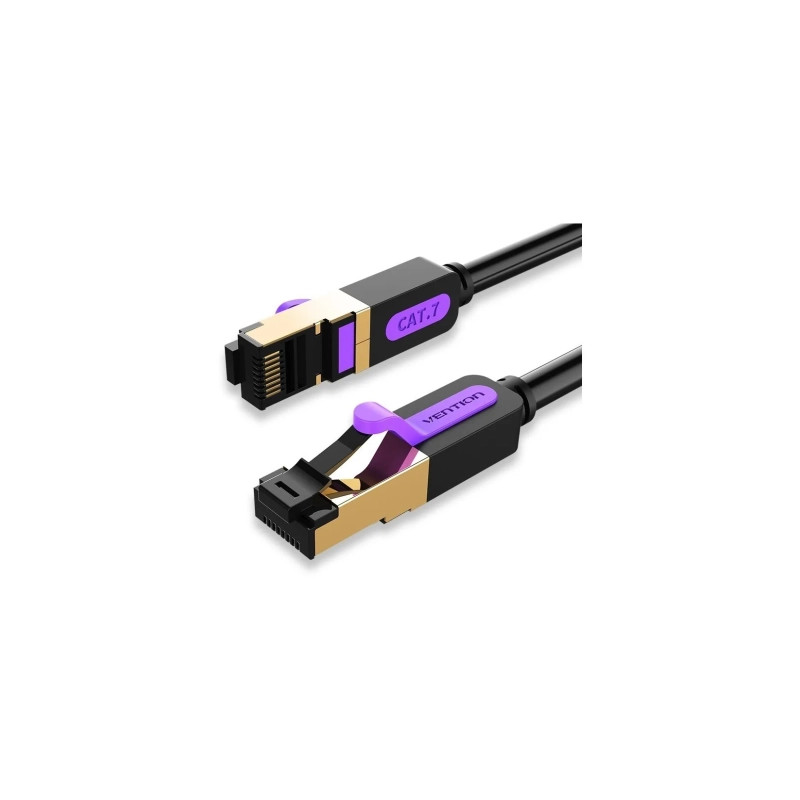 Патч-корд 1м, S/FTP cat 7 RJ-45 black Vention (ICDBF)