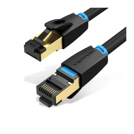 Патч-корд 0.5м, S/FTP cat 8 RJ-45 black Vention (IKABD)