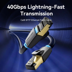 Патч-корд 3м, S/FTP cat 8 RJ-45 black Vention (IKABI)