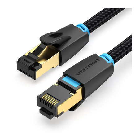 Патч-корд 0.5м, S/FTP cat 8 RJ-45 COPPER black Vention (IKGBD)