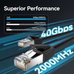 Патч-корд 3м, S/FTP cat 8 RJ-45 black Vention (IKKBI)