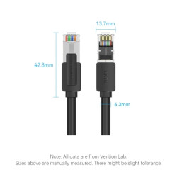 Патч-корд 5м, S/FTP cat 8 RJ-45 black Vention (IKKBJ)