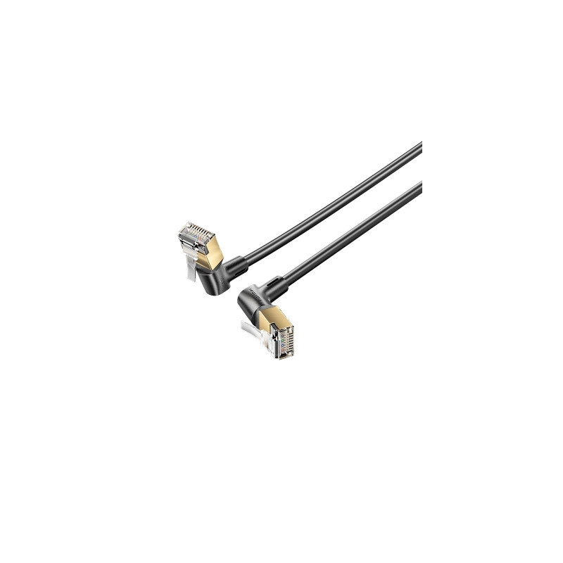Патч-корд 1м STP cat 8 RJ-45 90° corner black Vention (IKLBF)