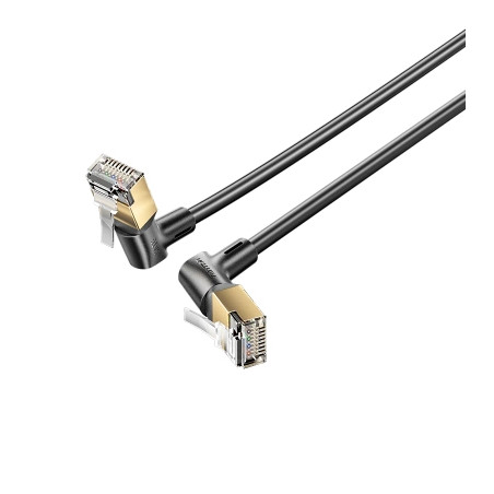 Патч-корд 1м STP cat 8 RJ-45 90° corner black Vention (IKLBF)
