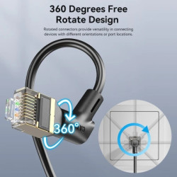 Патч-корд 1м STP cat 8 RJ-45 90° corner black Vention (IKLBF)