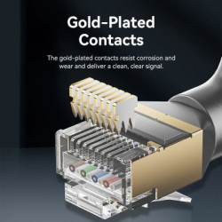 Патч-корд 1м STP cat 8 RJ-45 90° corner black Vention (IKLBF)