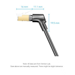 Патч-корд 1м STP cat 8 RJ-45 90° corner black Vention (IKLBF)