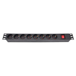 Силовий блок Eserver 19" 8 розеток, выкл., алюм. корпус PDU 220В, 16А (WT-2261A-GER-8WAY-WO)