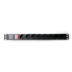 Силовий блок Eserver 19" 8 розеток, выкл., алюм. корпус PDU 220В, 16А (WT-2261A-GER-8WAY-WO)