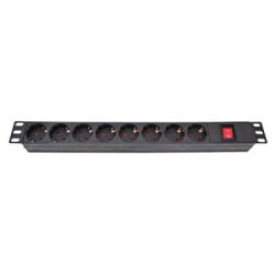Силовий блок Eserver 19" 8 розеток, выкл., алюм. корпус PDU 220В, 16А (WT-2261A-GER-8WAY)