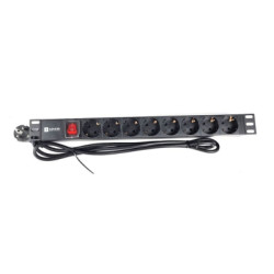 Силовий блок Eserver 19" 8 розеток, выкл., алюм. корпус PDU 220В, 16А (WT-2261A-GER-8WAY)