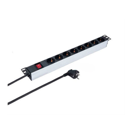 Силовий блок Kingda 19" 1U 8xSchuko, вимикач, кабель 2м (KD-PDU-GM-1U-P8)