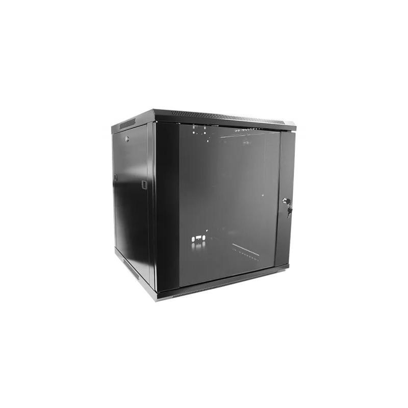 Шафа настінна Hypernet 12U 19" 600x450, glass door, black (WMNC-12U-FLAT-BLACK)