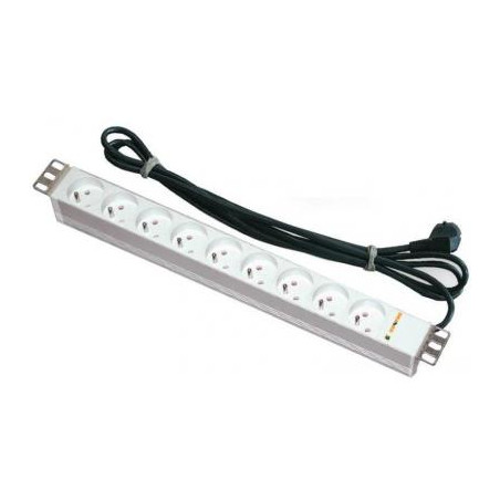 Силовий блок Conteg 19" 1U 9хSchuko, без вимикача, кабель 3м. (DP-RP-09-SCHU)