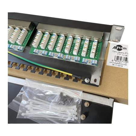 Патч-панель 19" 24хRJ-45 FTP 1U cat.6, в зборі, Organizer Atcom (FP6224)