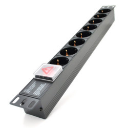 Силовий блок 19" 8 розеток, без кабеля, вимикач, алюм. корпус PiPo (PP8PDUGRC14)