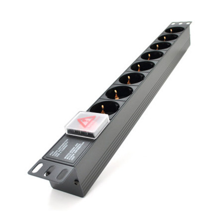 Силовий блок 19" 8 розеток, без кабеля, вимикач, алюм. корпус PiPo (PP8PDUGRC14)