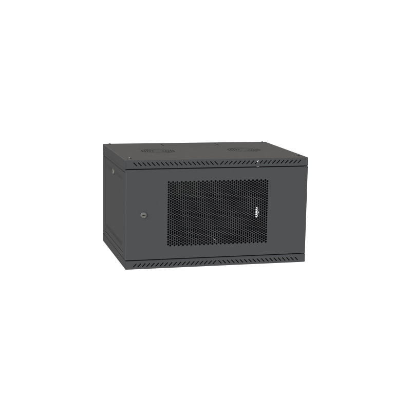 Шафа настінна Ipcom 6U, 600*600, перфоровані дверцята, RAL9005 (СН-6U-060х060-ДП-9005)