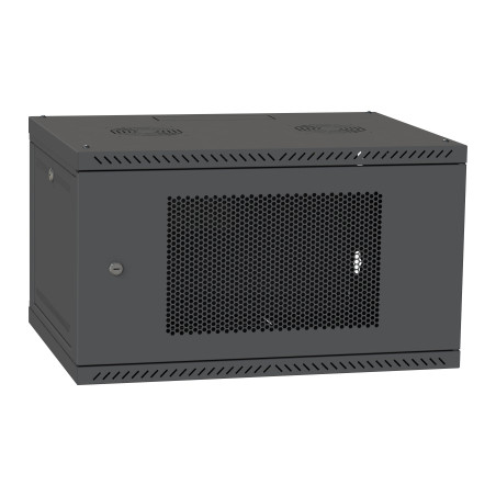 Шафа настінна Ipcom 6U, 600*600, перфоровані дверцята, RAL9005 (СН-6U-060х060-ДП-9005)