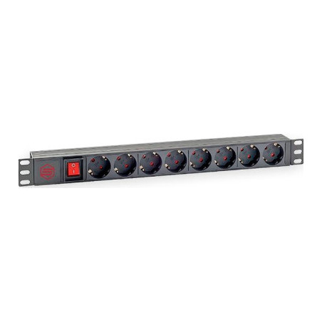 Силовий блок 19" 1U 8xSchuko, вимикач, С14 Kingda (KD-PDU-GM-1U-P8-C14)