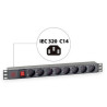 Силовий блок 19" 1U 8xSchuko, вимикач, С14 Kingda (KD-PDU-GM-1U-P8-C14)