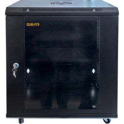Шафа настінна GEAR 12U 19'' 600x600x600 мм, + полка 19", black (GWMSN-12U-600-600)