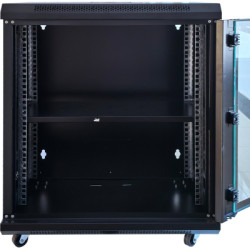 Шафа настінна GEAR 12U 19'' 600x600x600 мм, + полка 19", black (GWMSN-12U-600-600)