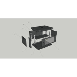 Шафа настінна GEAR 12U 19'' 600x600x600 мм, + полка 19", black (GWMSN-12U-600-600)