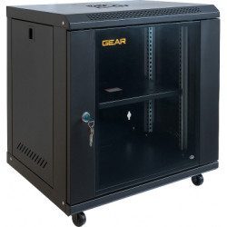 Шафа настінна GEAR 12U 19" 600x450x650 мм, + полка 19", black (GWMSN-12U-600-450)