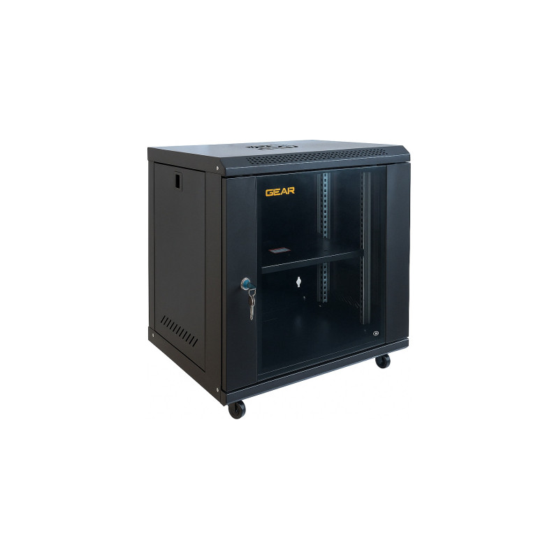 Шафа настінна GEAR 12U 19" 600x450x650 мм, + полка 19", black (GWMSN-12U-600-450)