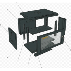 Шафа настінна GEAR 12U 19" 600x450x650 мм, + полка 19", black (GWMSN-12U-600-450)