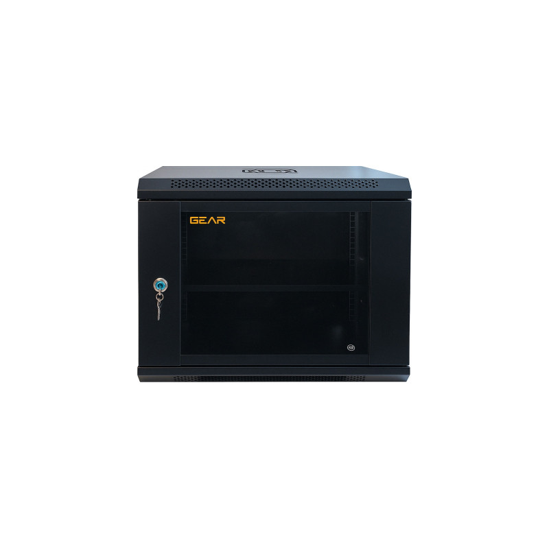 Шафа настінна GEAR 9U 19" 600x450x500 мм, + полка 19", black (GWMSN-9U-600-450)
