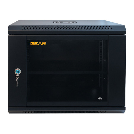 Шафа настінна GEAR 9U 19" 600x450x500 мм, + полка 19", black (GWMSN-9U-600-450)