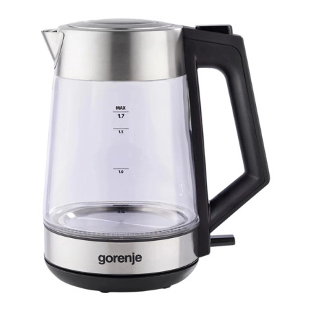 Електрочайник Gorenje 1.7л, 2,200 Вт, strix контроль, скло, нерж (K17OGS)